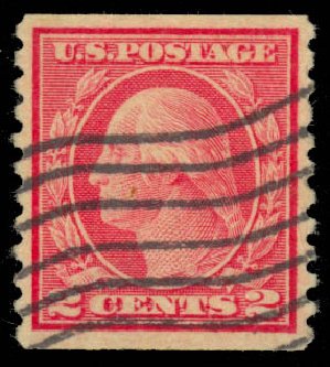 US Stamps Values Scott 491 - 2c 1917 Washington Coil Perf 10 Vertically. Daniel Kelleher Auctions, May 2014, Sale 652, Lot 694