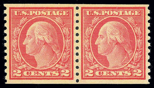 Prices of US Stamps Scott Cat. 491 - 1917 2c Washington Coil Perf 10 Vertically. Matthew Bennett International, Sep 2012, Sale 345, Lot 365