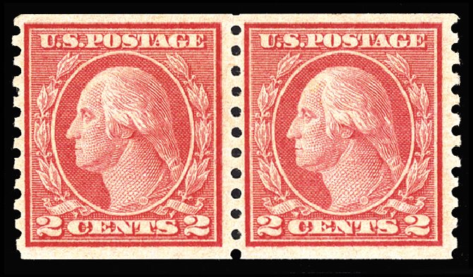 US Stamps Value Scott Catalog # 491: 2c 1917 Washington Coil Perf 10 Vertically. Cherrystone Auctions, Jan 2014, Sale 201401, Lot 23