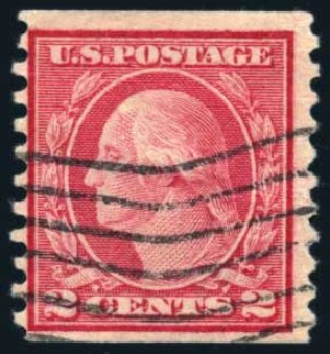 Costs of US Stamp Scott Catalogue # 491 - 1917 2c Washington Coil Perf 10 Vertically. Harmer-Schau Auction Galleries, Feb 2009, Sale 80, Lot 1333