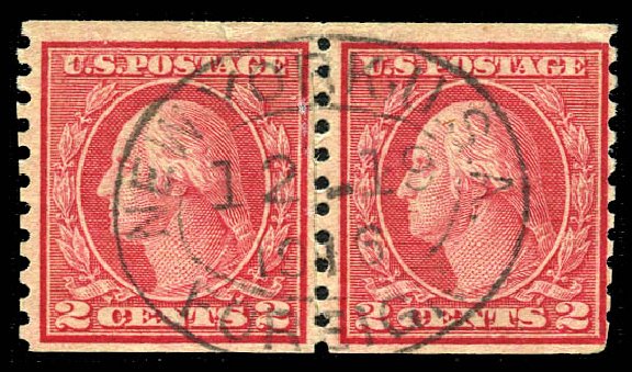 US Stamps Values Scott 491 - 1917 2c Washington Coil Perf 10 Vertically. Matthew Bennett International, Feb 2012, Sale 340, Lot 476