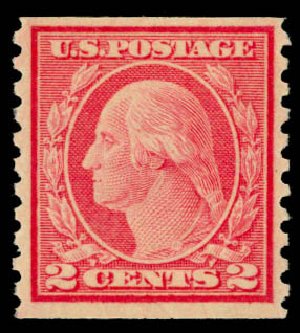 US Stamp Price Scott Catalogue #491 - 1917 2c Washington Coil Perf 10 Vertically. Daniel Kelleher Auctions, Dec 2013, Sale 640, Lot 406