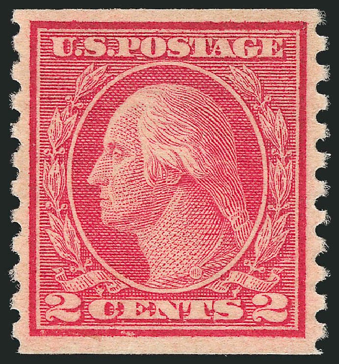 Values of US Stamps Scott Cat. 491 - 1917 2c Washington Coil Perf 10 Vertically. Robert Siegel Auction Galleries, Feb 2015, Sale 1093, Lot 426