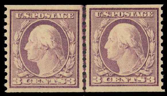 Cost of US Stamps Scott #493 - 3c 1917 Washington Coil Perf 10 Vertically. Daniel Kelleher Auctions, Jun 2012, Sale 630, Lot 1870