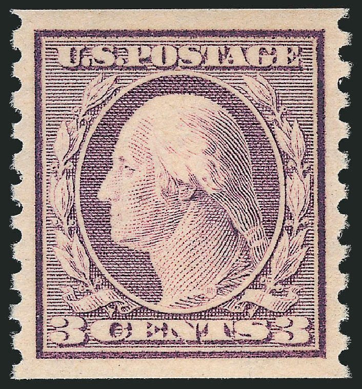 Cost of US Stamps Scott #493: 1917 3c Washington Coil Perf 10 Vertically. Robert Siegel Auction Galleries, Dec 2012, Sale 1037, Lot 2081