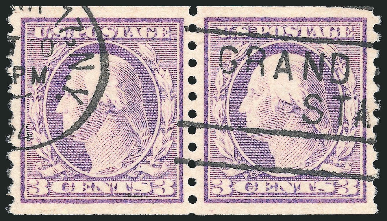 US Stamp Value Scott Catalog # 493: 1917 3c Washington Coil Perf 10 Vertically. Robert Siegel Auction Galleries, Oct 2012, Sale 1032, Lot 3582
