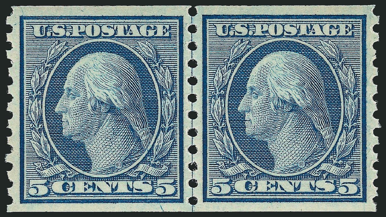 US Stamps Value Scott Catalog #496: 5c 1919 Washington Coil Perf 10 Vertically. Robert Siegel Auction Galleries, Sep 2009, Sale 968B, Lot 644