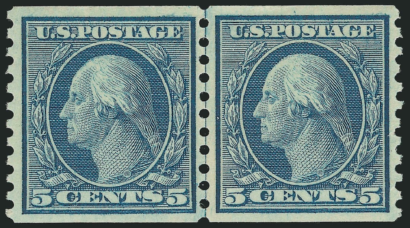 US Stamps Price Scott 496 - 1919 5c Washington Coil Perf 10 Vertically. Robert Siegel Auction Galleries, Oct 2008, Sale 963, Lot 1025