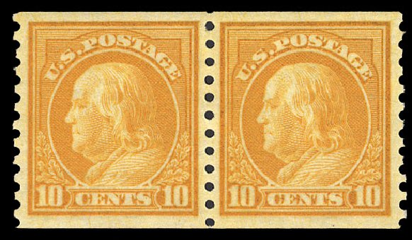 Costs of US Stamps Scott Catalogue #497: 1922 10c Franklin Coil Perf 10 Vertically. Cherrystone Auctions, Jul 2009, Sale 200907, Lot 158