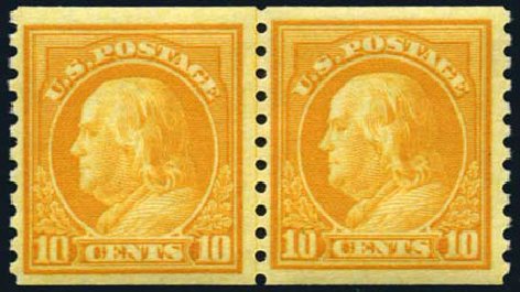 Costs of US Stamps Scott Catalog # 497: 10c 1922 Franklin Coil Perf 10 Vertically. Harmer-Schau Auction Galleries, Oct 2008, Sale 79, Lot 218