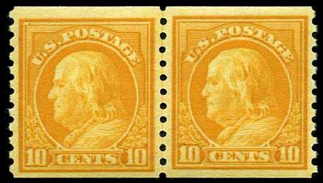 Costs of US Stamps Scott Catalogue #497: 1922 10c Franklin Coil Perf 10 Vertically. Harmer-Schau Auction Galleries, Apr 2008, Sale 77, Lot 96