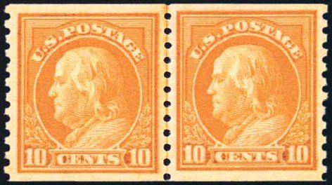 Cost of US Stamp Scott #497 - 10c 1922 Franklin Coil Perf 10 Vertically. Harmer-Schau Auction Galleries, Feb 2010, Sale 84, Lot 1616