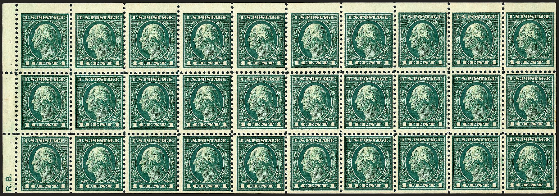 US Stamp Values Scott Cat. # 498: 1917 1c Washington Perf 11. Robert Siegel Auction Galleries, Oct 2008, Sale 963, Lot 1029