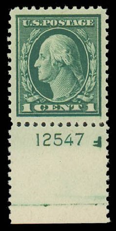 US Stamps Prices Scott Catalog 498: 1c 1917 Washington Perf 11. Daniel Kelleher Auctions, Oct 2011, Sale 626, Lot 400