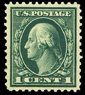 US Stamps Value Scott Catalogue 498: 1917 1c Washington Perf 11. Daniel Kelleher Auctions, Dec 2012, Sale 633, Lot 871