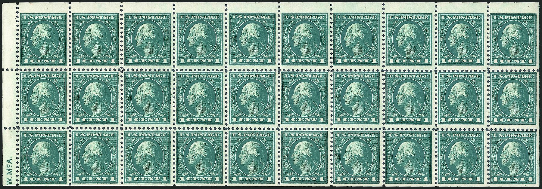 Values of US Stamps Scott 498 - 1917 1c Washington Perf 11. Robert Siegel Auction Galleries, Jun 2010, Sale 991, Lot 1265