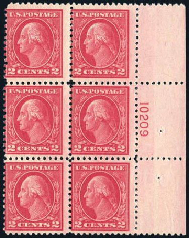 Value of US Stamps Scott Catalogue 500: 1919 2c Washington Perf 11. Harmer-Schau Auction Galleries, Feb 2010, Sale 84, Lot 1620
