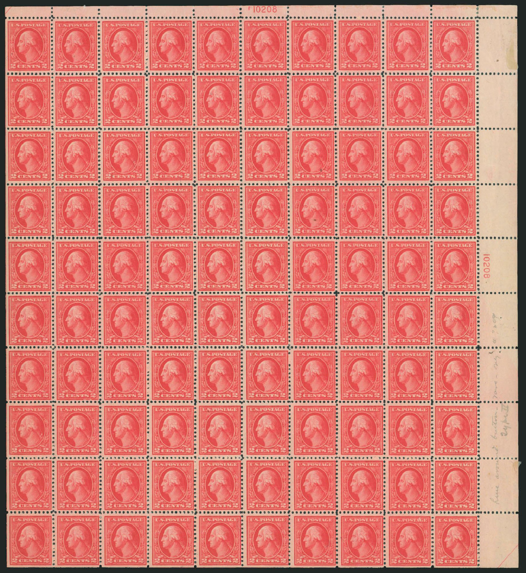 US Stamp Prices Scott Catalog # 500: 1919 2c Washington Perf 11. Robert Siegel Auction Galleries, Dec 2008, Sale 967, Lot 4852