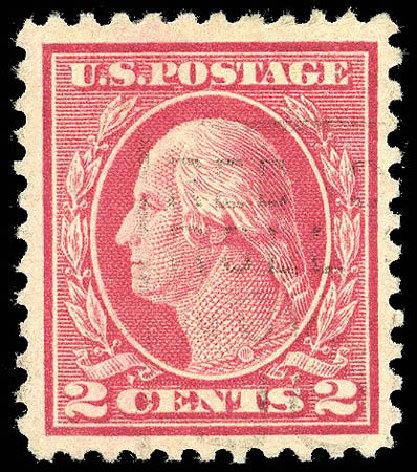 Costs of US Stamps Scott Catalog 500 - 1919 2c Washington Perf 11. Matthew Bennett International, Apr 2008, Sale 326, Lot 446