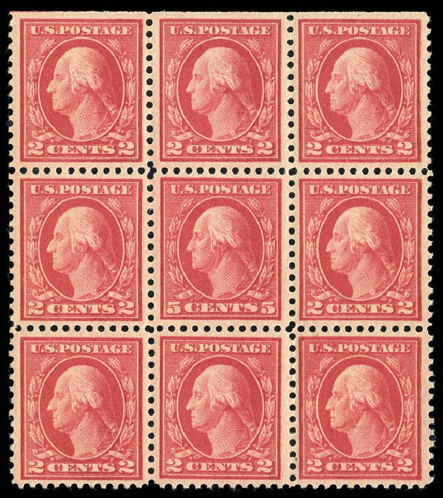 US Stamps Values Scott # 505: 1917 5c Washington Perf 11 Error. Matthew Bennett International, Sep 2012, Sale 345, Lot 367