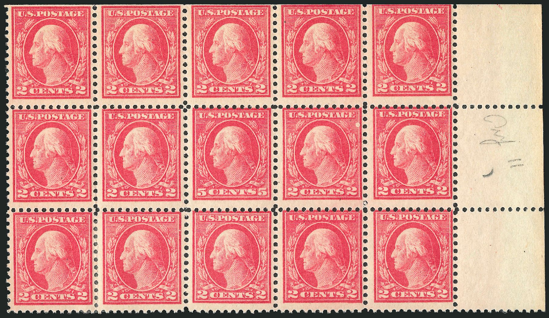 Values of US Stamps Scott Catalogue # 505 - 1917 5c Washington Perf 11 Error. Robert Siegel Auction Galleries, Dec 2014, Sale 1090, Lot 1557