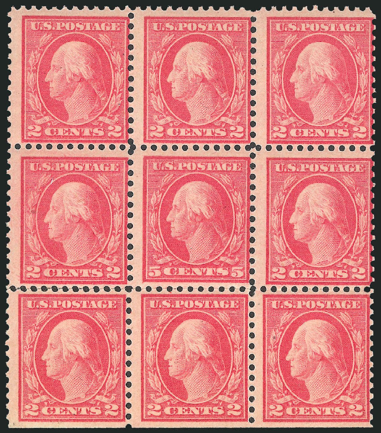 US Stamps Value Scott Catalog #505: 1917 5c Washington Perf 11 Error. Robert Siegel Auction Galleries, Mar 2014, Sale 1067, Lot 1578