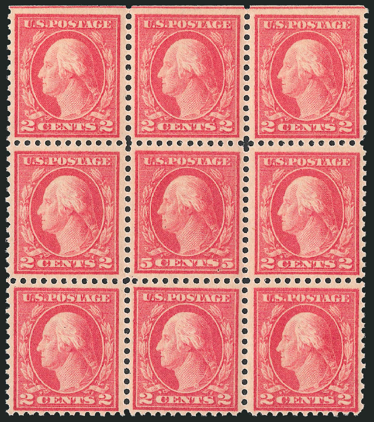 US Stamps Value Scott Catalogue 505: 1917 5c Washington Perf 11 Error. Robert Siegel Auction Galleries, Jul 2013, Sale 1050, Lot 610