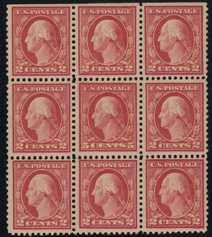 US Stamp Values Scott Catalog 505: 1917 5c Washington Perf 11 Error. Cherrystone Auctions, Mar 2008, Sale 200803, Lot 291