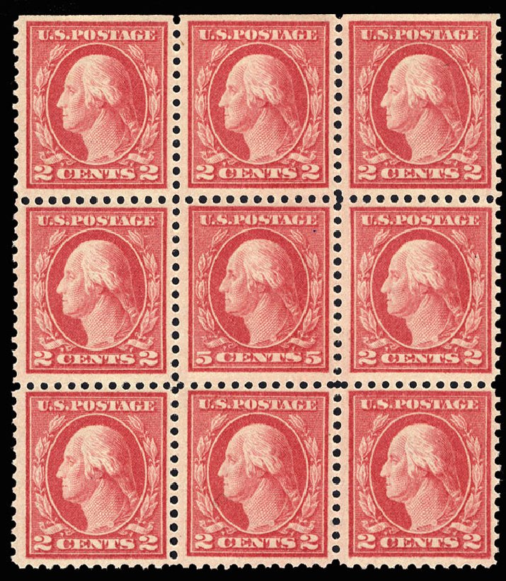 US Stamp Values Scott 505 - 1917 5c Washington Perf 11 Error. Cherrystone Auctions, Nov 2008, Sale 200811, Lot 1121