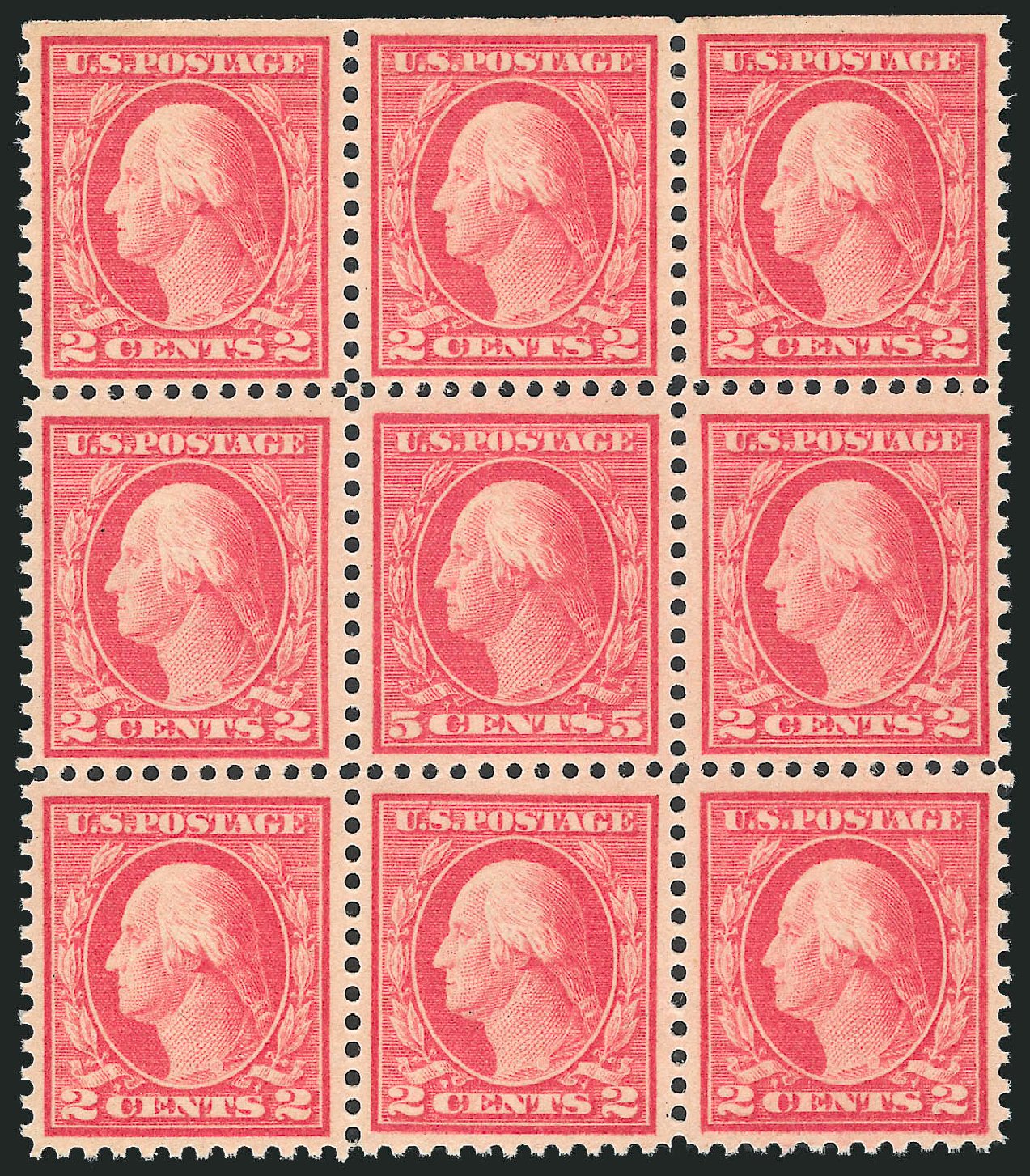US Stamp Values Scott # 505 - 5c 1917 Washington Perf 11 Error. Robert Siegel Auction Galleries, Jul 2013, Sale 1050, Lot 611
