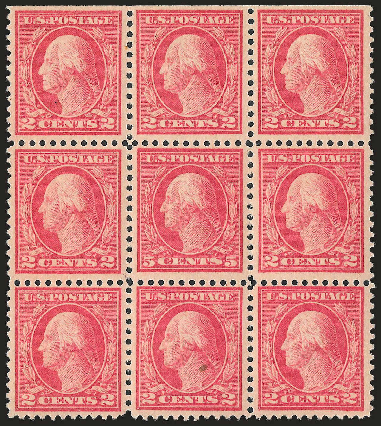US Stamps Value Scott 505: 1917 5c Washington Perf 11 Error. Robert Siegel Auction Galleries, Apr 2010, Sale 984, Lot 921