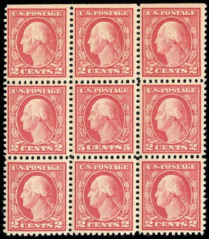 Values of US Stamps Scott Cat. 505: 1917 5c Washington Perf 11 Error. Matthew Bennett International, Apr 2008, Sale 326, Lot 454