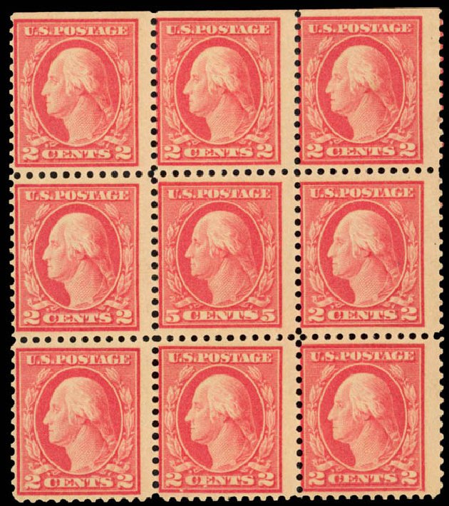 US Stamp Values Scott Catalog #505: 1917 5c Washington Perf 11 Error. Daniel Kelleher Auctions, Jan 2015, Sale 663, Lot 1855