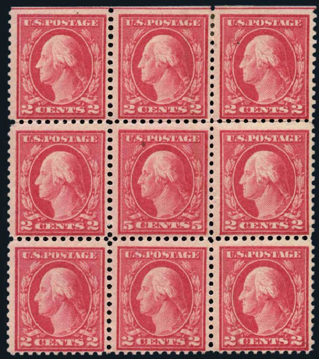 Cost of US Stamp Scott Catalogue #505: 1917 5c Washington Perf 11 Error. Harmer-Schau Auction Galleries, May 2014, Sale 101, Lot 162