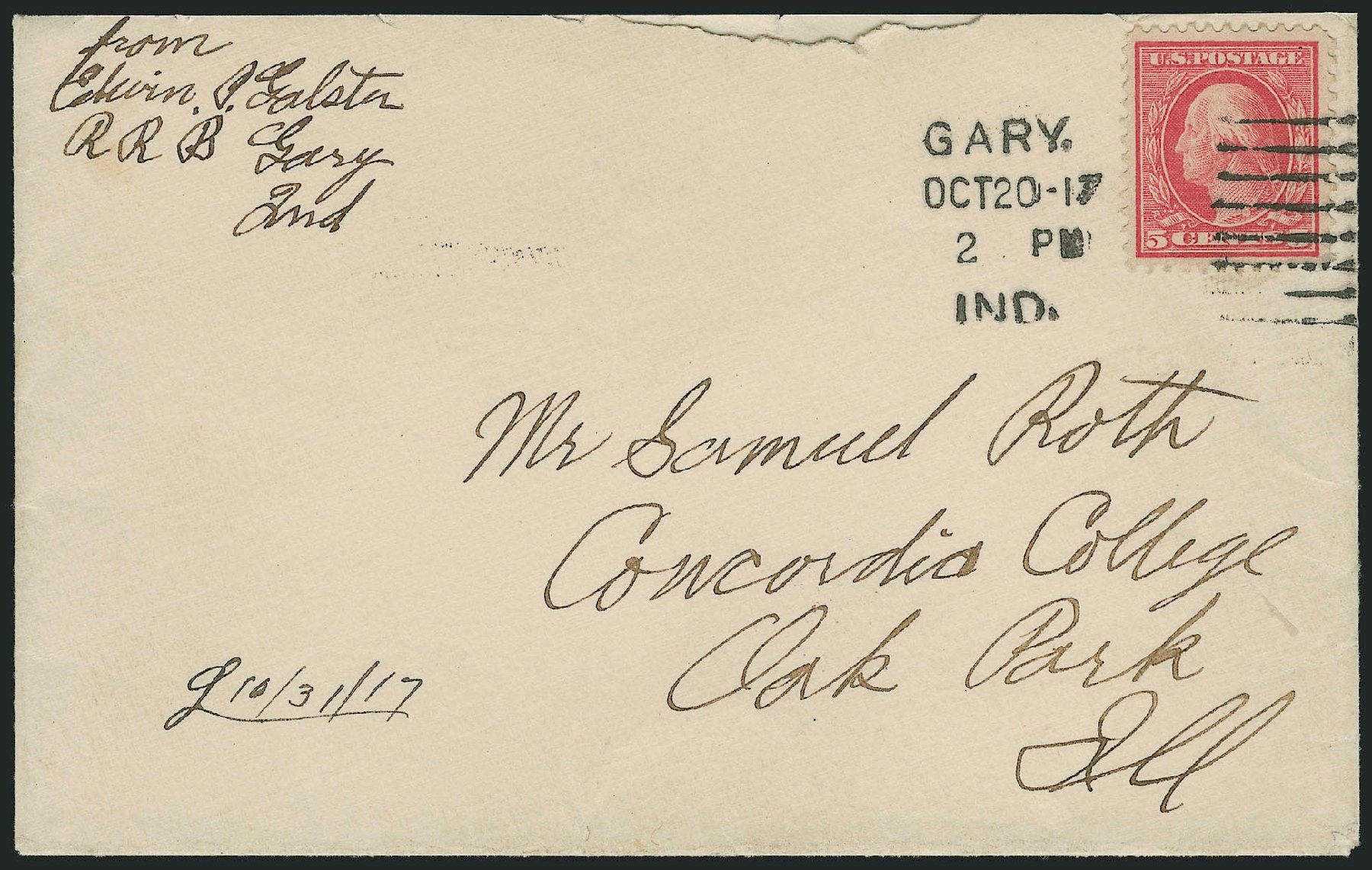 Value of US Stamp Scott Catalog # 505 - 1917 5c Washington Perf 11 Error. Robert Siegel Auction Galleries, Feb 2015, Sale 1093, Lot 453