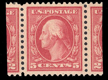 US Stamps Prices Scott 505: 1917 5c Washington Perf 11 Error. Cherrystone Auctions, Jul 2010, Sale 201007, Lot 66