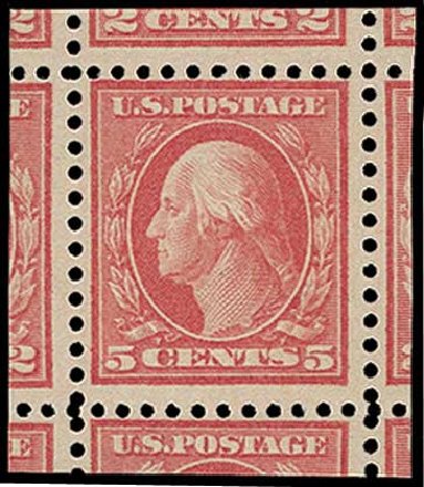 Value of US Stamp Scott 505 - 1917 5c Washington Perf 11 Error. H.R. Harmer, Jun 2015, Sale 3007, Lot 3346