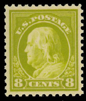 US Stamps Values Scott #508: 1917 8c Franklin Perf 11. Daniel Kelleher Auctions, Oct 2012, Sale 632, Lot 1388