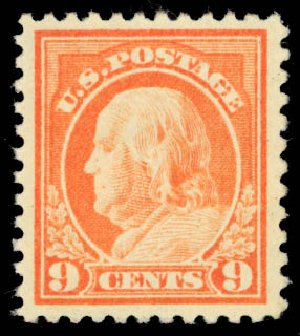 Values of US Stamp Scott 509 - 1917 9c Franklin Perf 11. Daniel Kelleher Auctions, Oct 2014, Sale 660, Lot 2402