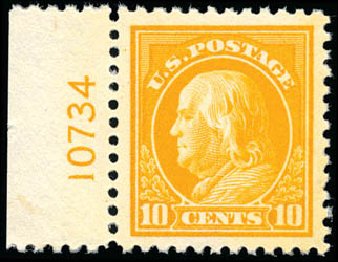 Value of US Stamps Scott 510 - 10c 1917 Franklin Perf 11. Schuyler J. Rumsey Philatelic Auctions, Apr 2015, Sale 60, Lot 2836