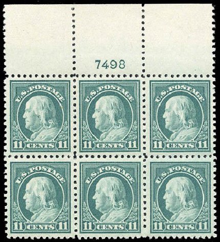 Values of US Stamps Scott # 511 - 11c 1917 Franklin Perf 11. Matthew Bennett International, Apr 2008, Sale 326, Lot 460
