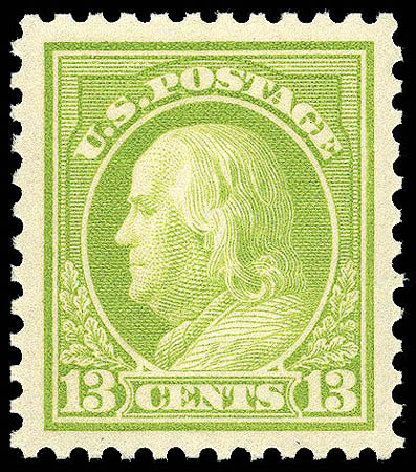 Values of US Stamp Scott Cat. # 513 - 1917 13c Franklin Perf 11. Matthew Bennett International, Apr 2008, Sale 326, Lot 462
