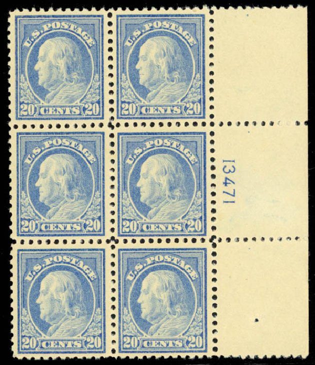 Price of US Stamps Scott Cat. #515 - 1917 20c Franklin Perf 11. Daniel Kelleher Auctions, Apr 2013, Sale 636, Lot 390