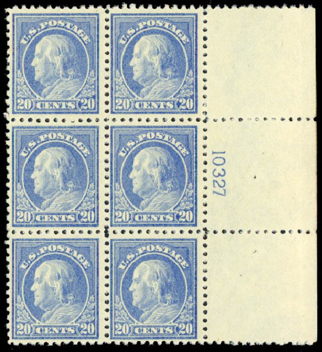 Value of US Stamp Scott Catalog 515 - 20c 1917 Franklin Perf 11. Daniel Kelleher Auctions, Sep 2013, Sale 639, Lot 3621