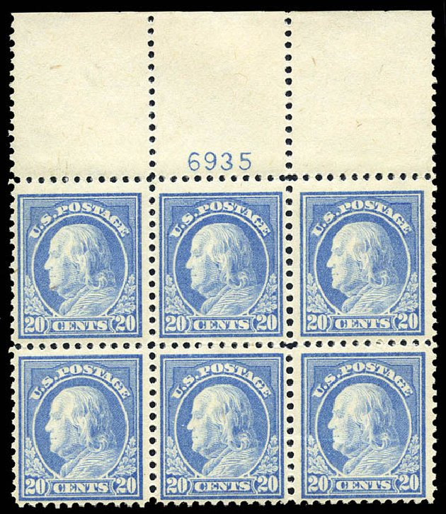 Costs of US Stamp Scott Cat. # 515: 20c 1917 Franklin Perf 11. Matthew Bennett International, May 2014, Sale 350, Lot 643