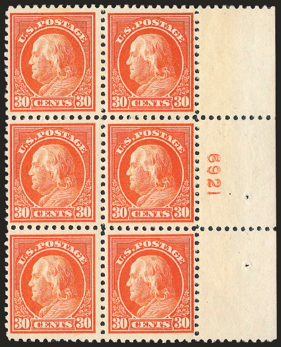 Value of US Stamp Scott Catalogue #516 - 1917 30c Franklin Perf 11. Robert Siegel Auction Galleries, Dec 2009, Sale 982, Lot 5907