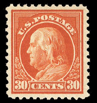 US Stamps Value Scott Catalogue 516 - 1917 30c Franklin Perf 11. Cherrystone Auctions, Apr 2009, Sale 200904, Lot 108