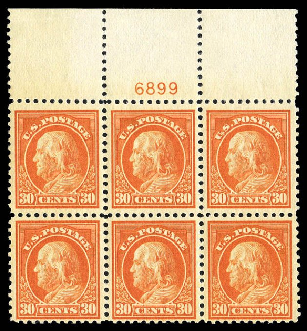 Value of US Stamp Scott Catalog #516: 1917 30c Franklin Perf 11. Matthew Bennett International, Sep 2012, Sale 346, Lot 859