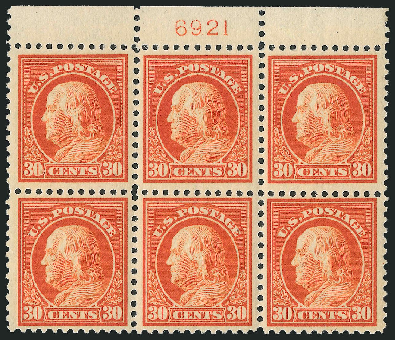 US Stamps Price Scott Cat. 516: 30c 1917 Franklin Perf 11. Robert Siegel Auction Galleries, Oct 2011, Sale 1014, Lot 2009