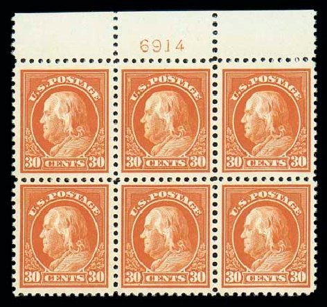 Values of US Stamp Scott Catalog # 516 - 30c 1917 Franklin Perf 11. Matthew Bennett International, Dec 2007, Sale 324, Lot 1220